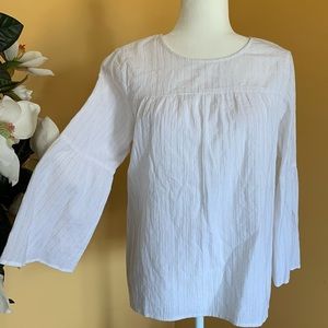 Michael Michael Kors MK White Gold Stripe Bell Sleeve Blouse Top Size Medium.